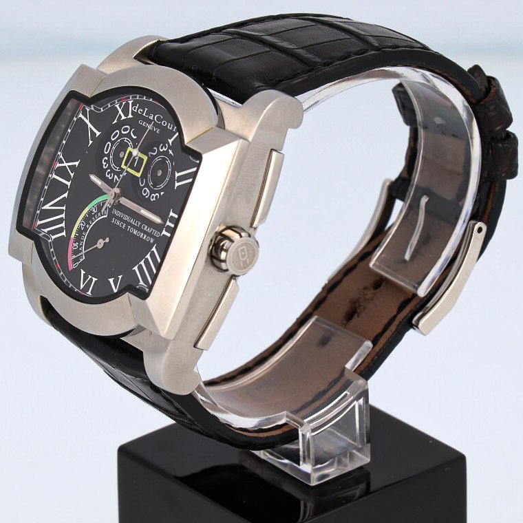 DeLaCour SAQRA, RECTANGULAR, SWEEP SECONDS, JUMPING DATE, POWER DISPLAY