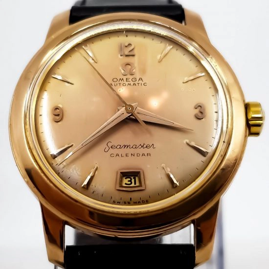 Omega Seamaster Calendar Bumper 2627 Vintage Solid 18K Gold Patina Dial