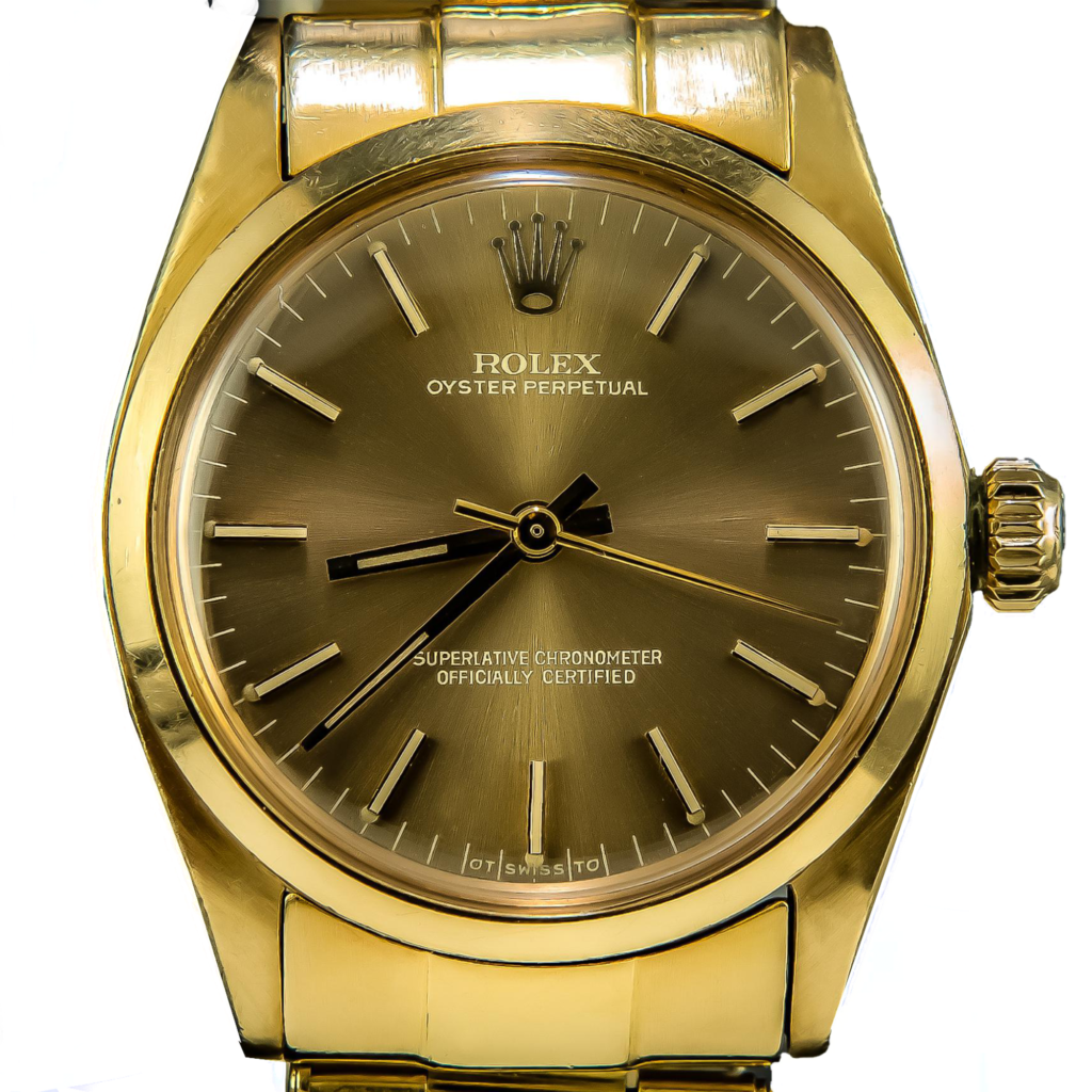 Rolex Oyster Perpetual 67488 18K Solid Gold Mid Size 31mm - Pawndeluxe ...