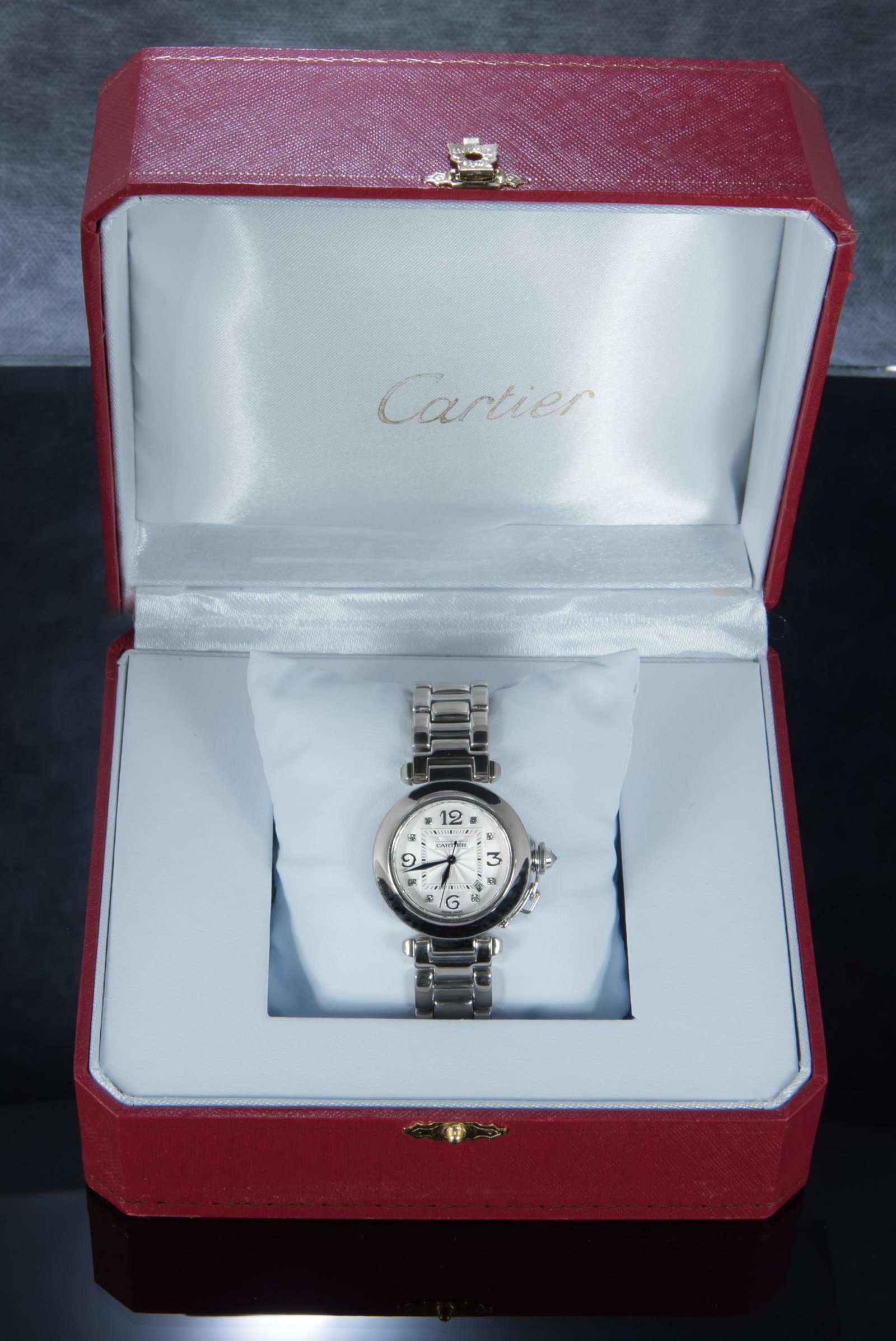 Cartier Pasha Automatic 18K White Gold Diamond 2398 - Pawndeluxe