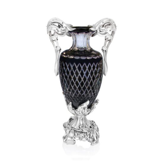 Linea Argenti Silver-coated Resin Black Colored Crystal Vase