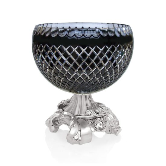 Linea Argenti Silver-coated Resin Black Colored Crystal Glass Bowl