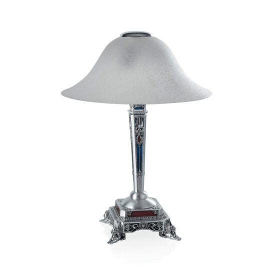 Linea Argenti Silver-coated Table Lamp with Enamel Decoration