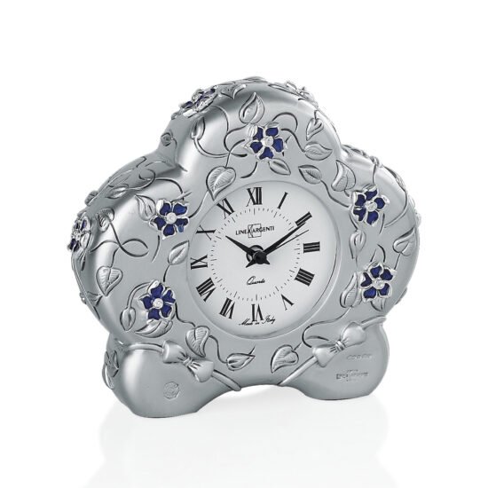 Linea Argenti Silver-coated Flower-shaped Desk Clock