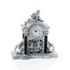 Linea Argenti Silver-coated Desk Clock with Swans