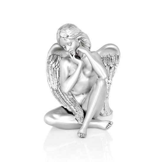 Linea Argenti Silver-resin Sitting Angel Statue
