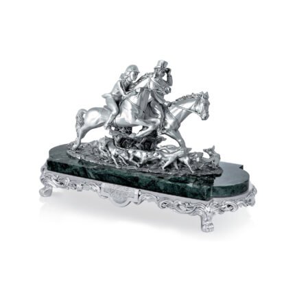 Linea Argenti Silver-coated Resin Fox Hunting Horses