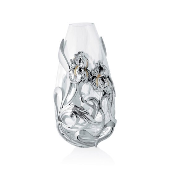 Linea Argenti Silver-resin Crystal Vase and Gold Details