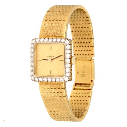 Omega 26mm 18K Solid Yellow Gold Factory set River Diamonds 3.00 CT - Massive Gold Dial