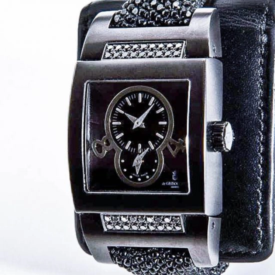 De Grisogono Tino GMT N15 black diamonds Manta Skin Strap Ref. N15 Men's Watch
